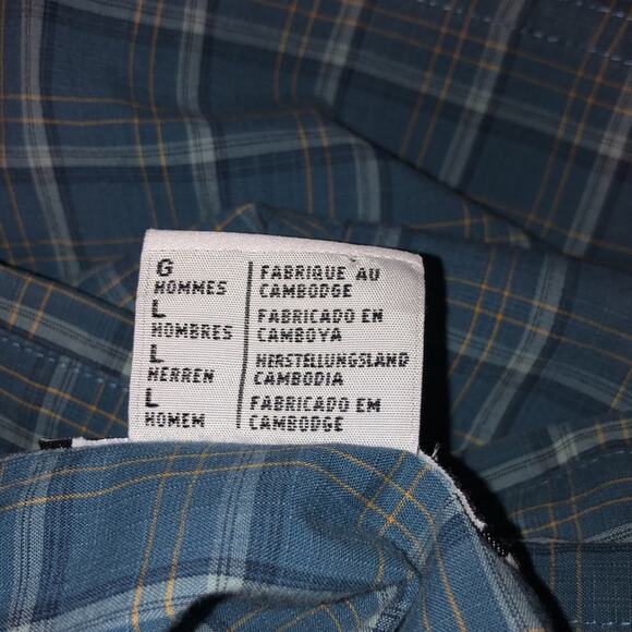 Columbia Casual Resort Vacation Blue Plaid Short Sleeve Button Up Shirt Large - Picture 9 of 12